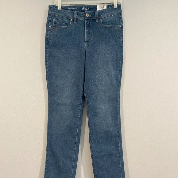 Style & Co Medium Wash Straight Leg Jeans - Size 4 - Picture 1 of 5